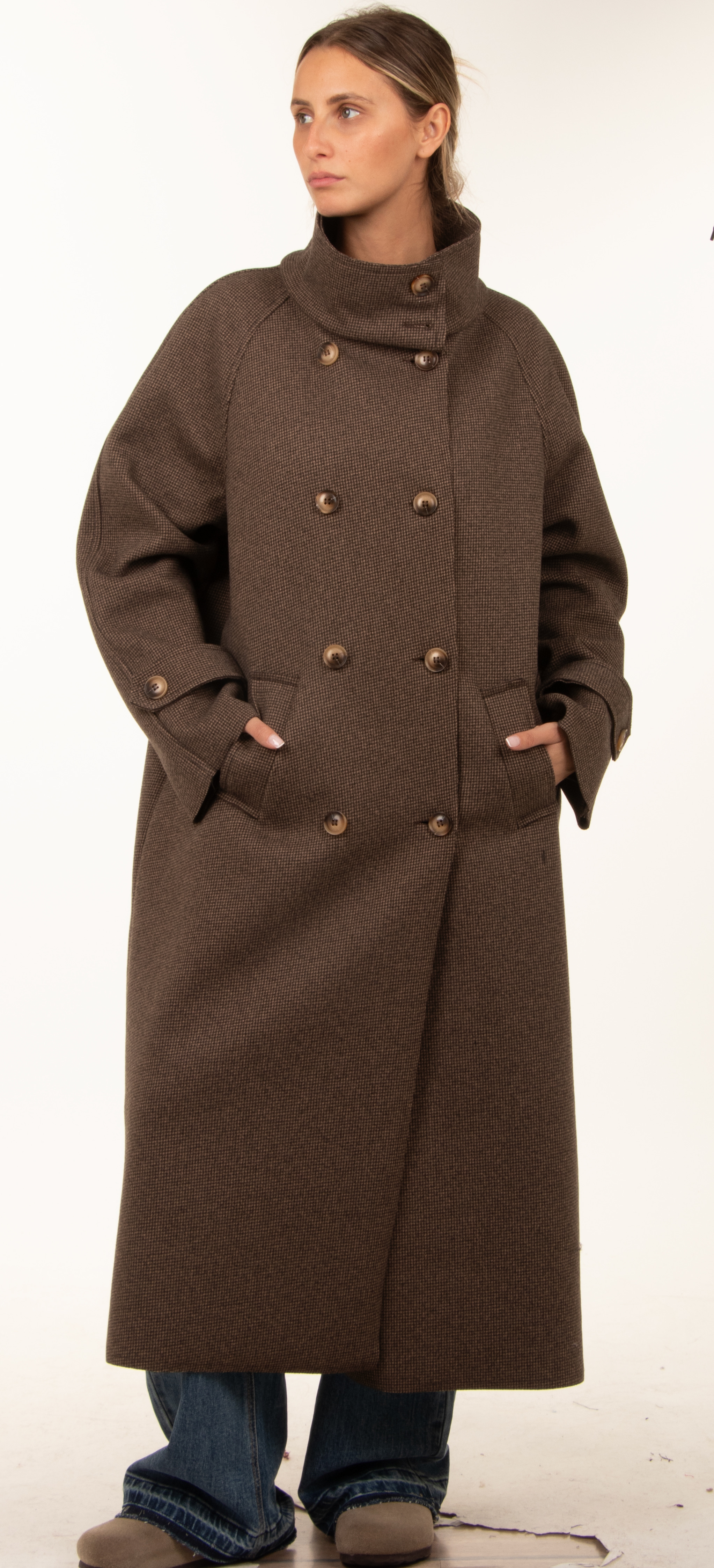 Oversize Maxi Coat with Stand Collar