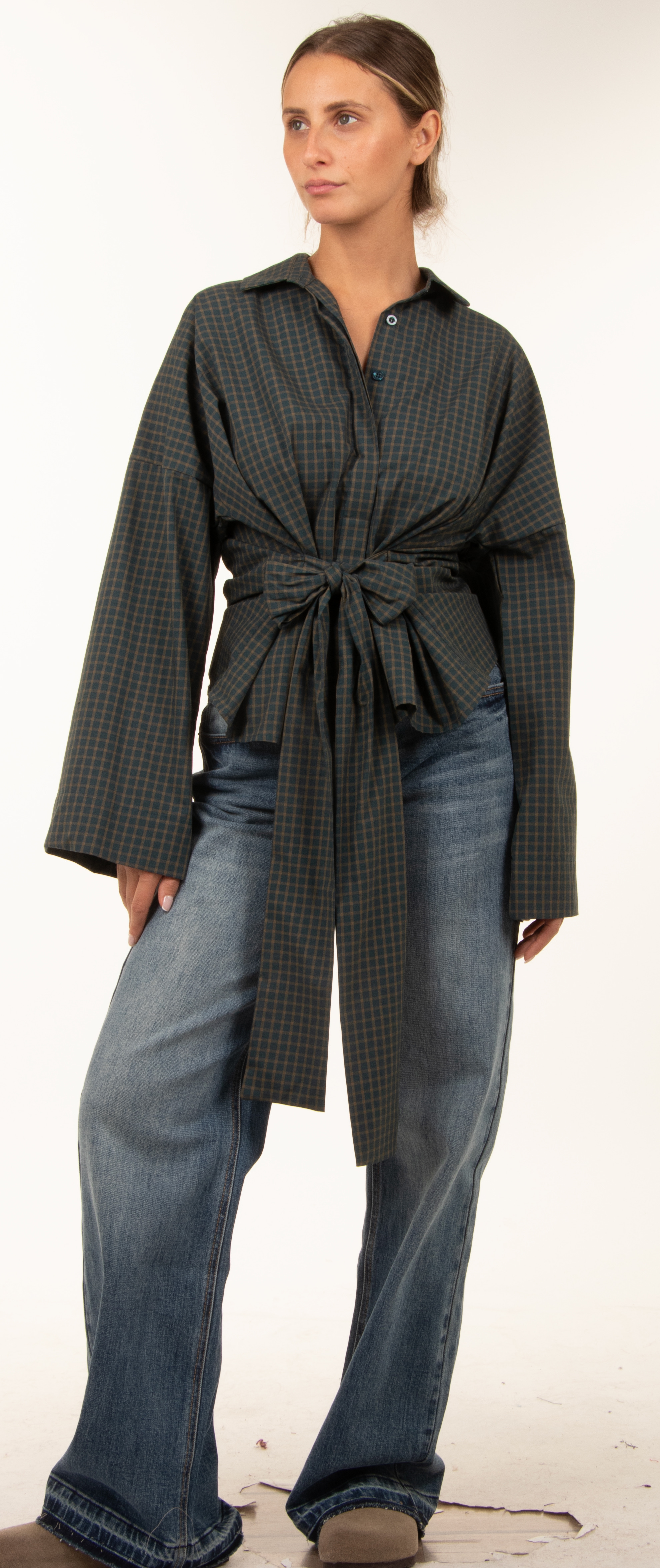 Extended Shirt with Tie Belt