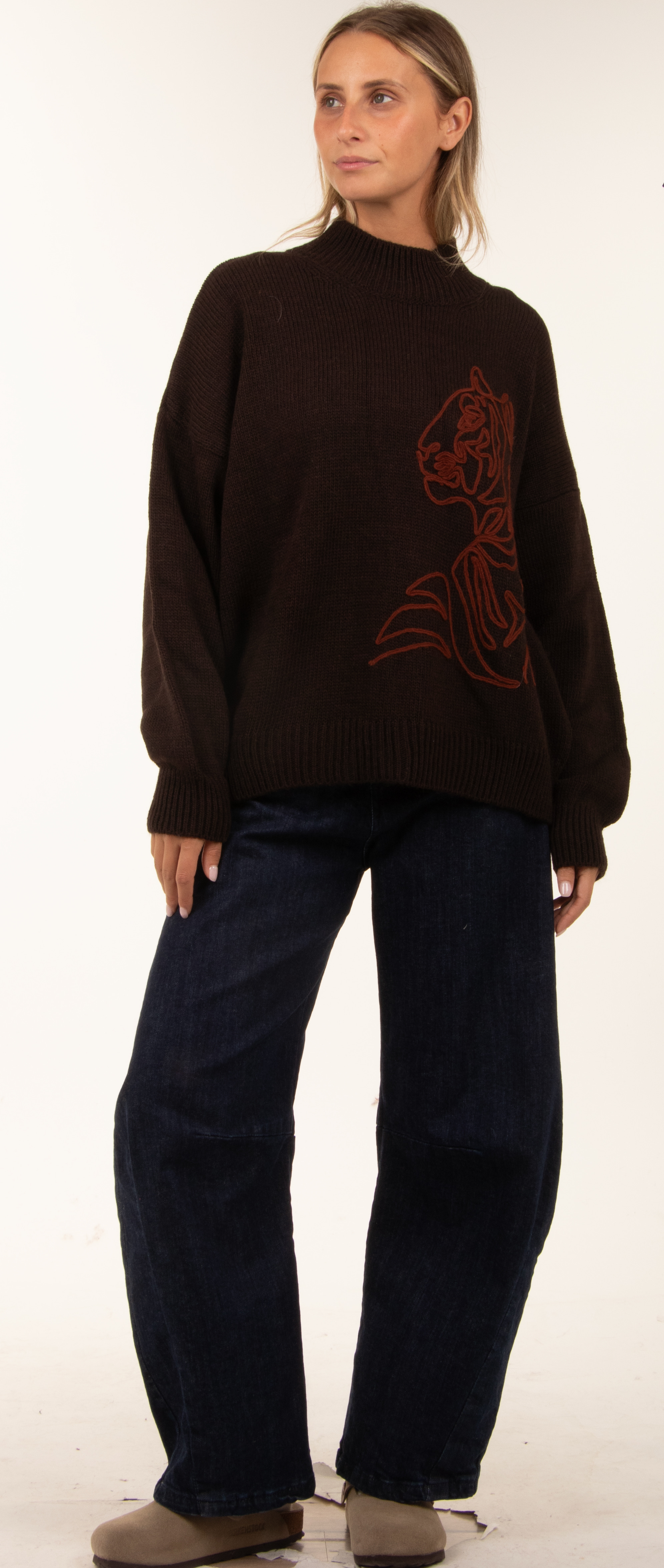 Oversized Half-Turtleneck Sweater