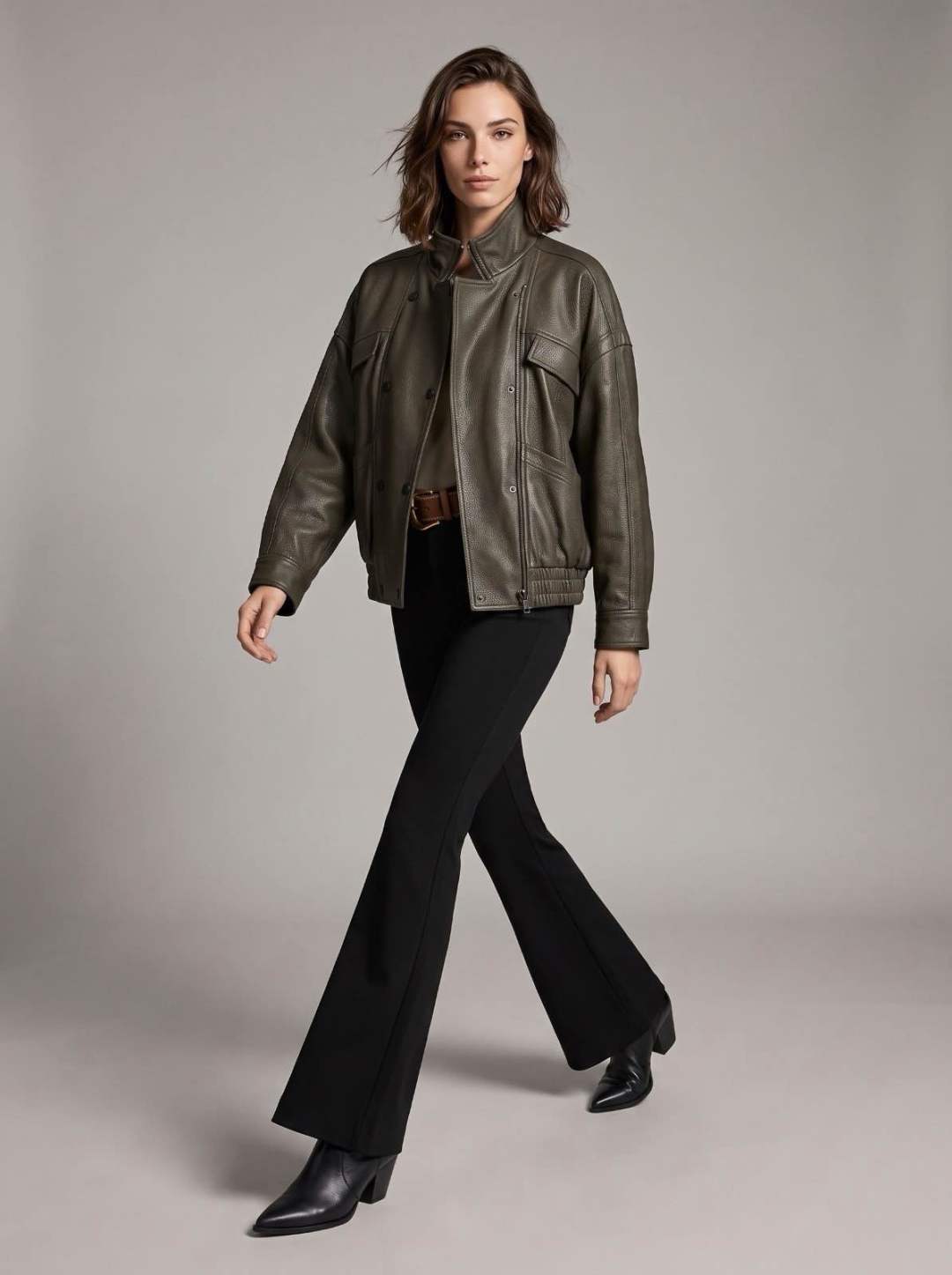 Oversized Jacket with Stand Collar