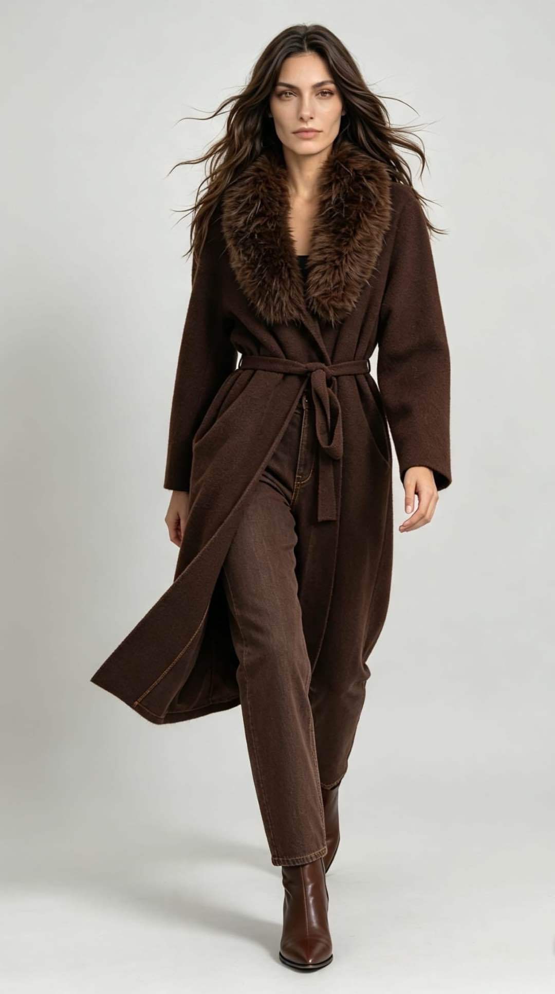 Long Wrap Coat with Belt