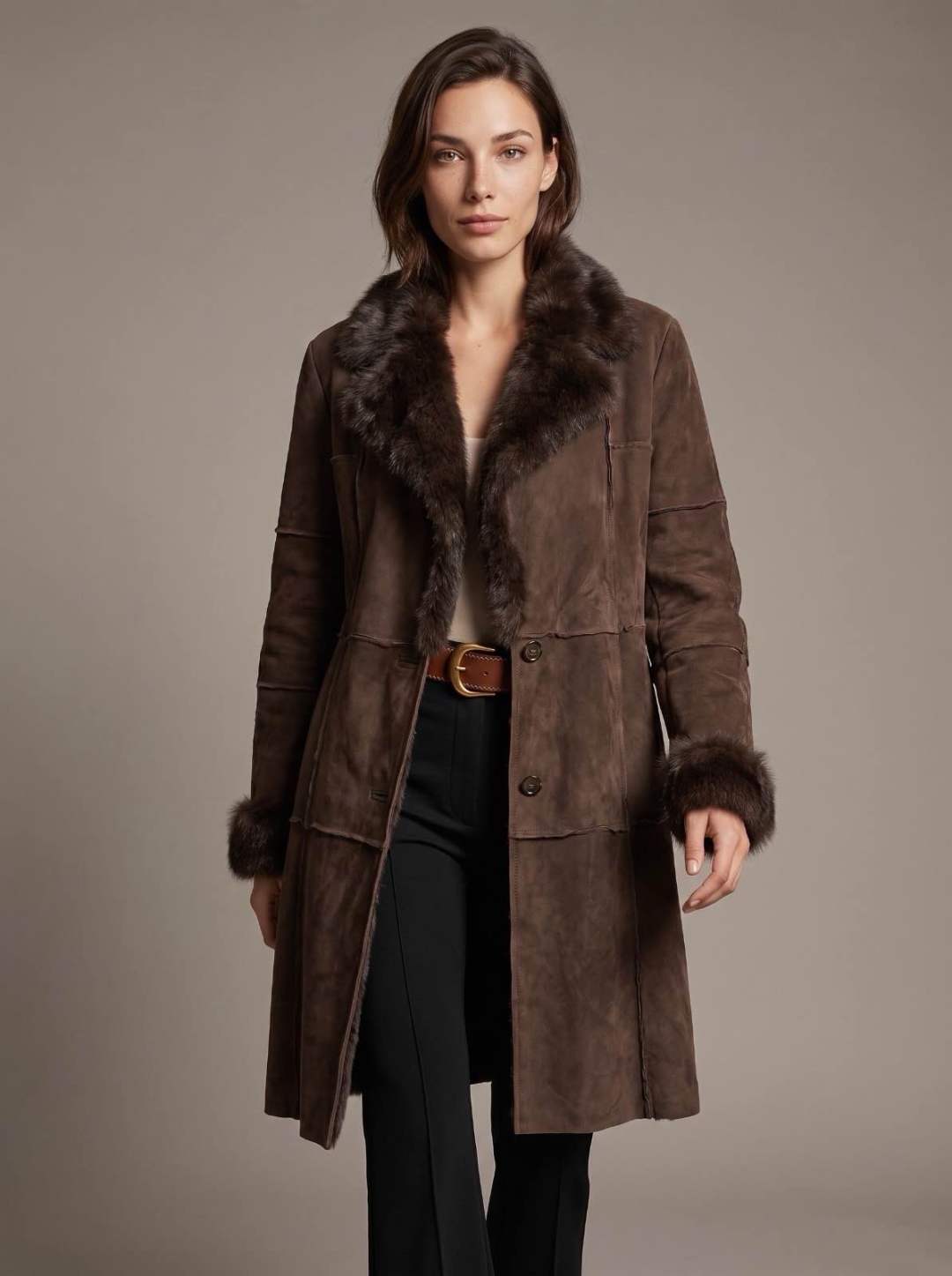 Tailored Coat with Faux Fur Trim