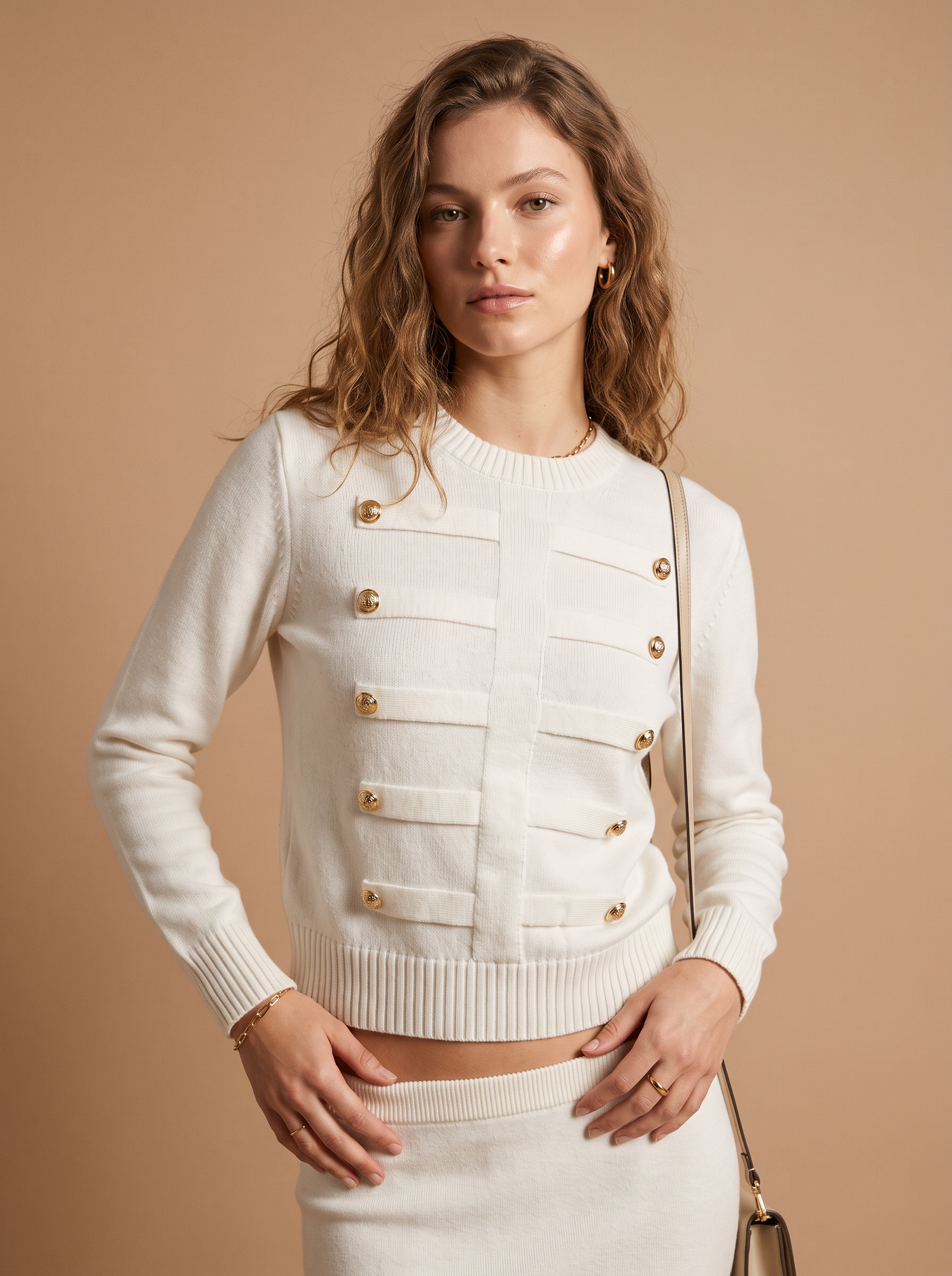 Ribbed Button-Detail Sweater