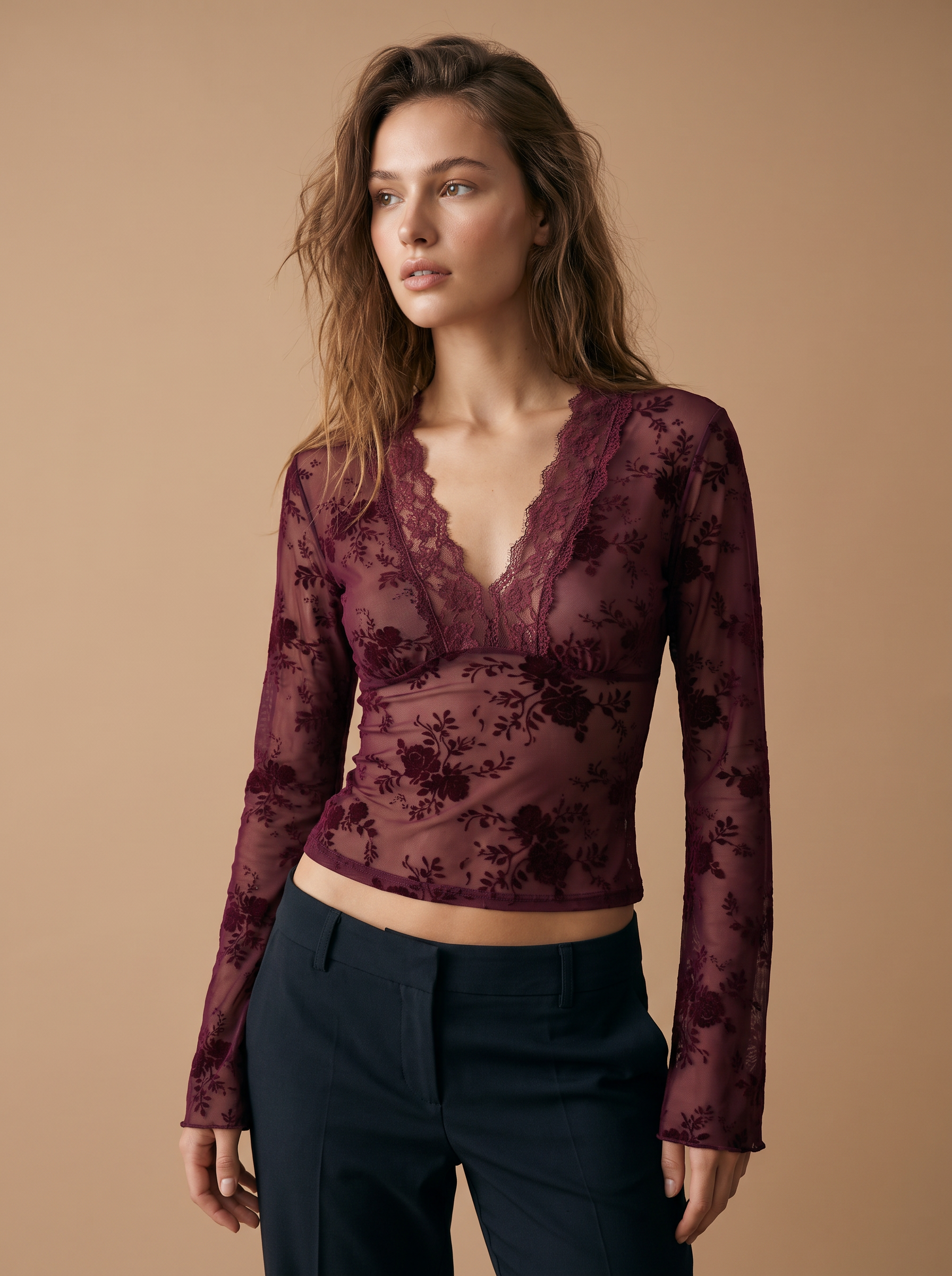 Fitted V‑Neck Top