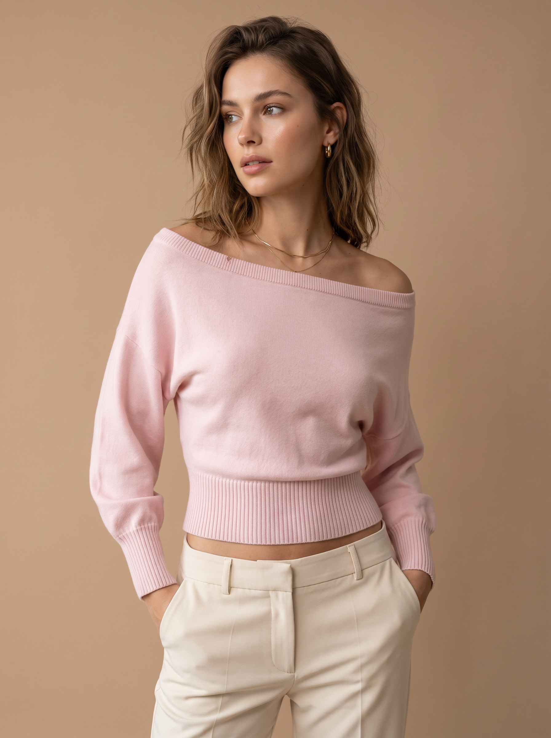 Cropped Sweater with Balloon Sleeve