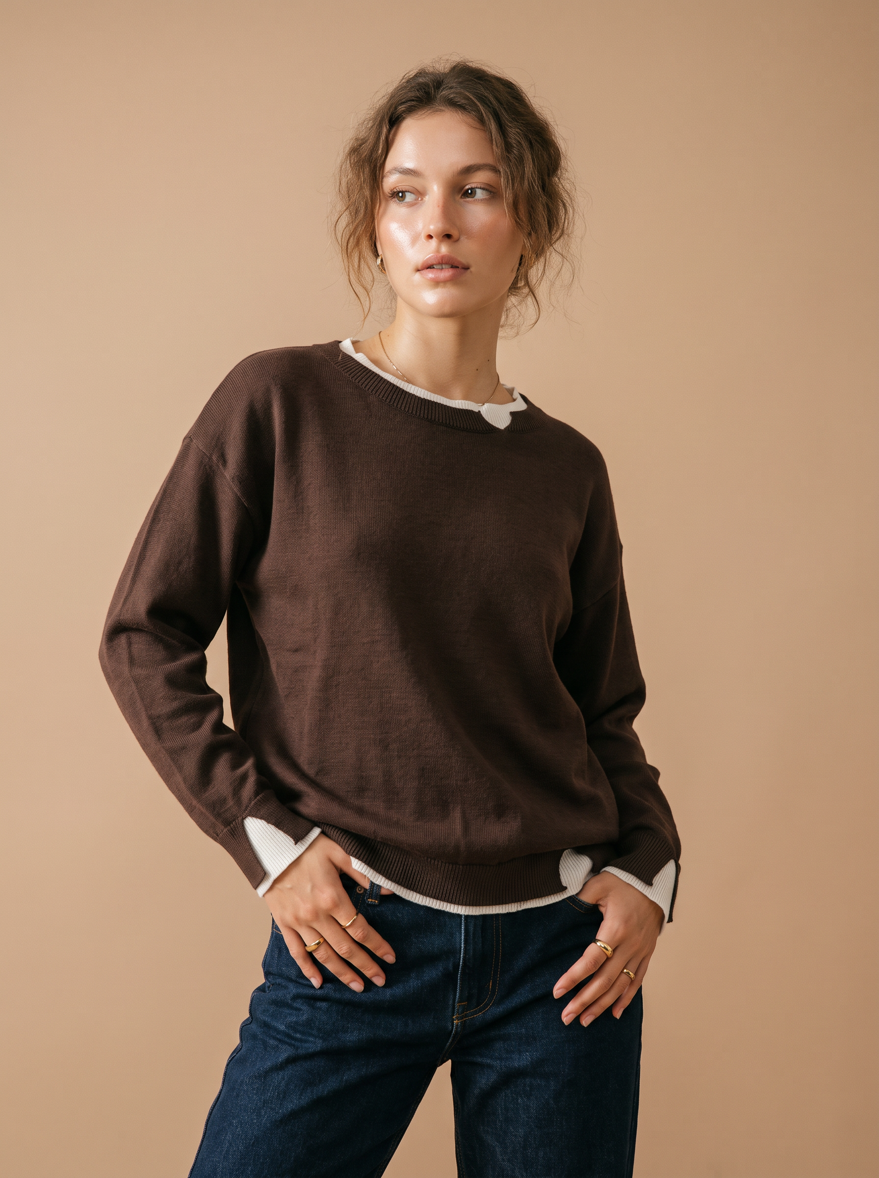 Relaxed Sweater with Neck Cutout