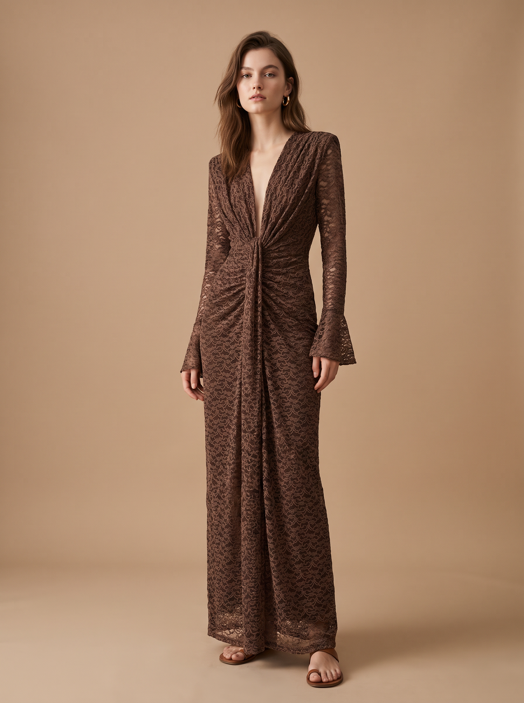 Maxi Wrap Dress with Lace