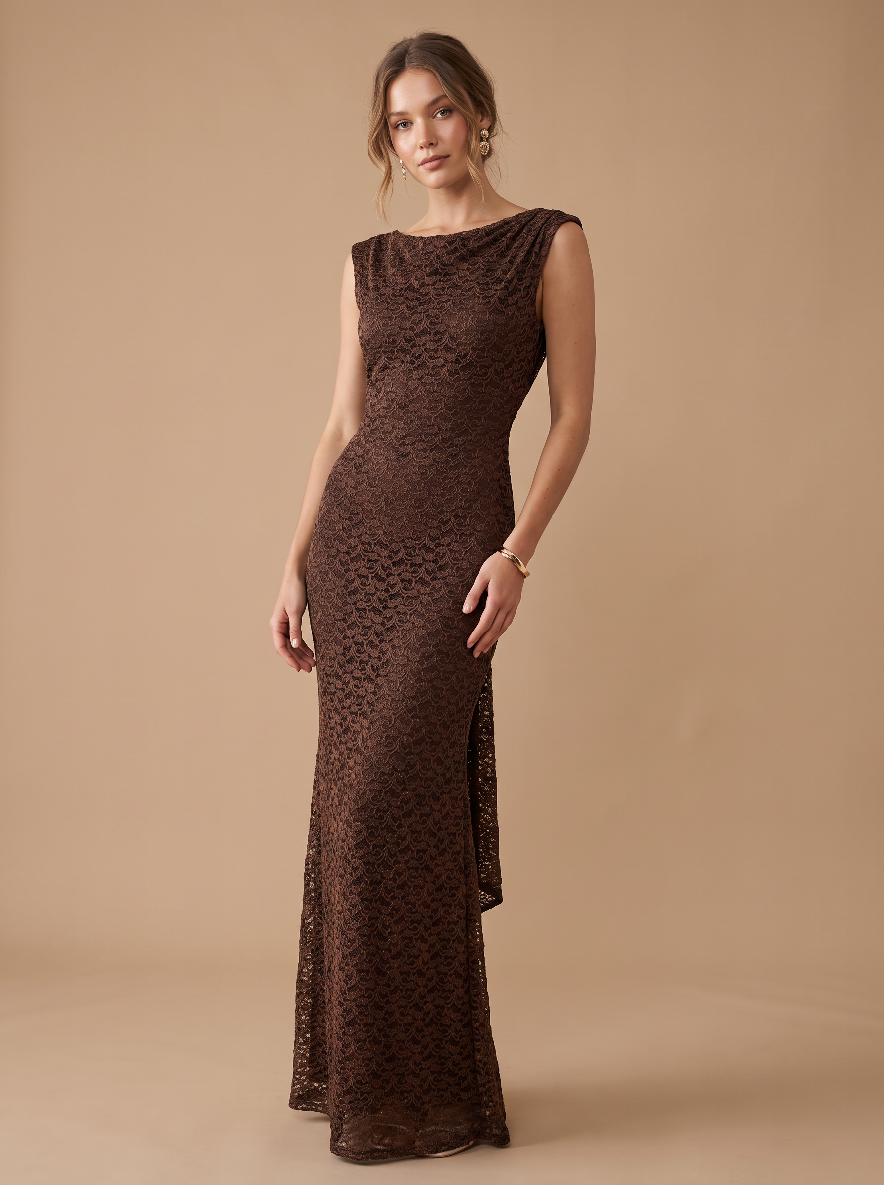 Fitted Maxi Dress with Lace