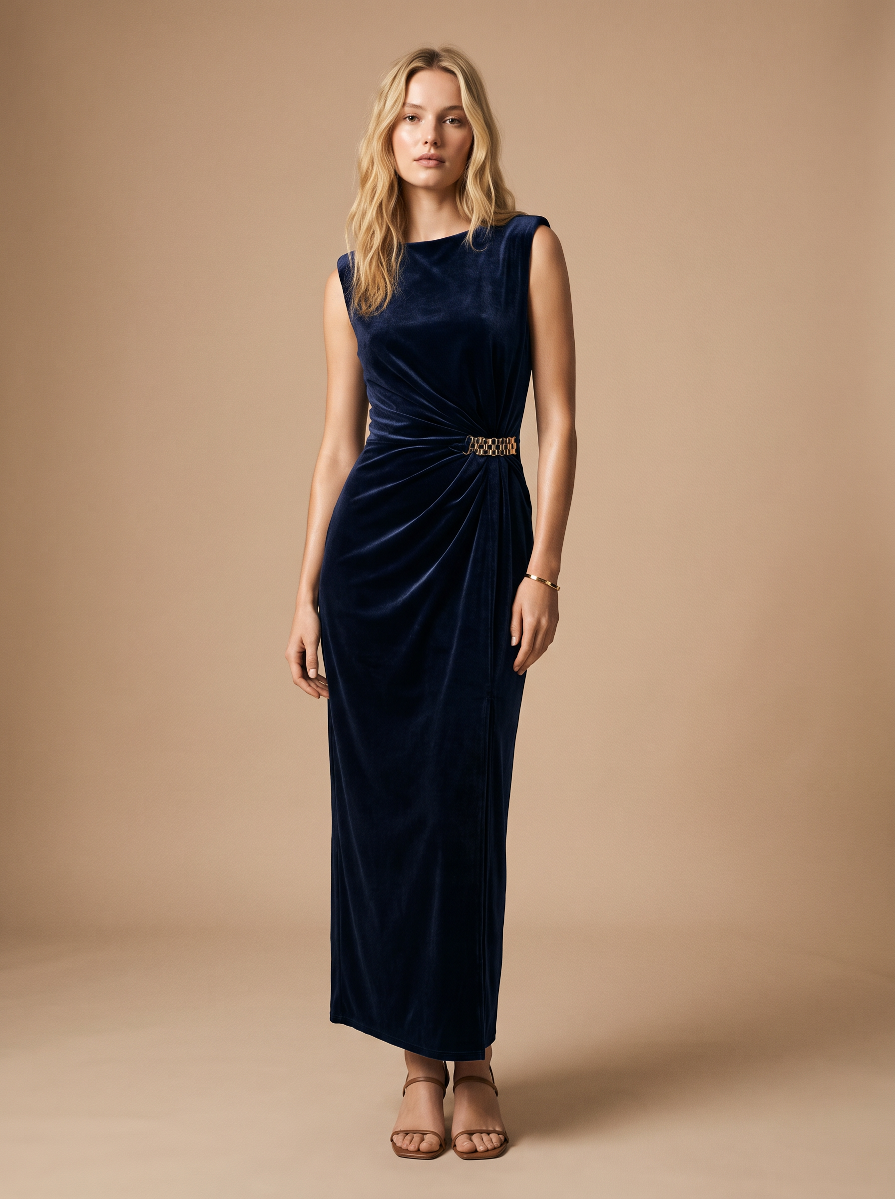 Fitted Maxi Dress with Ruched Detail