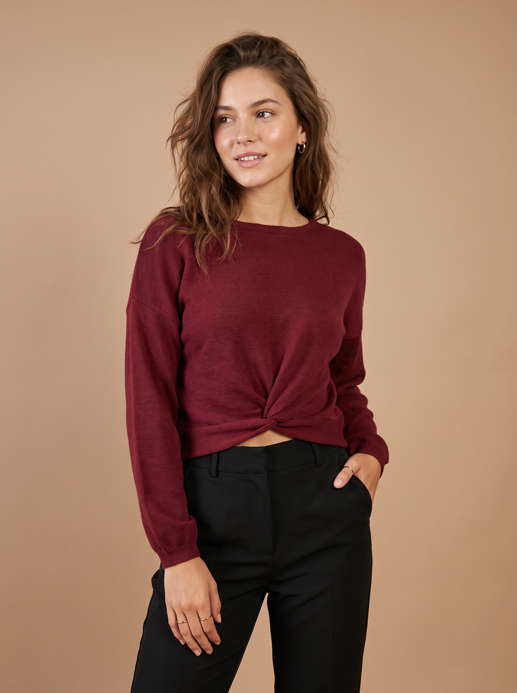 Cropped Ruched Sweater