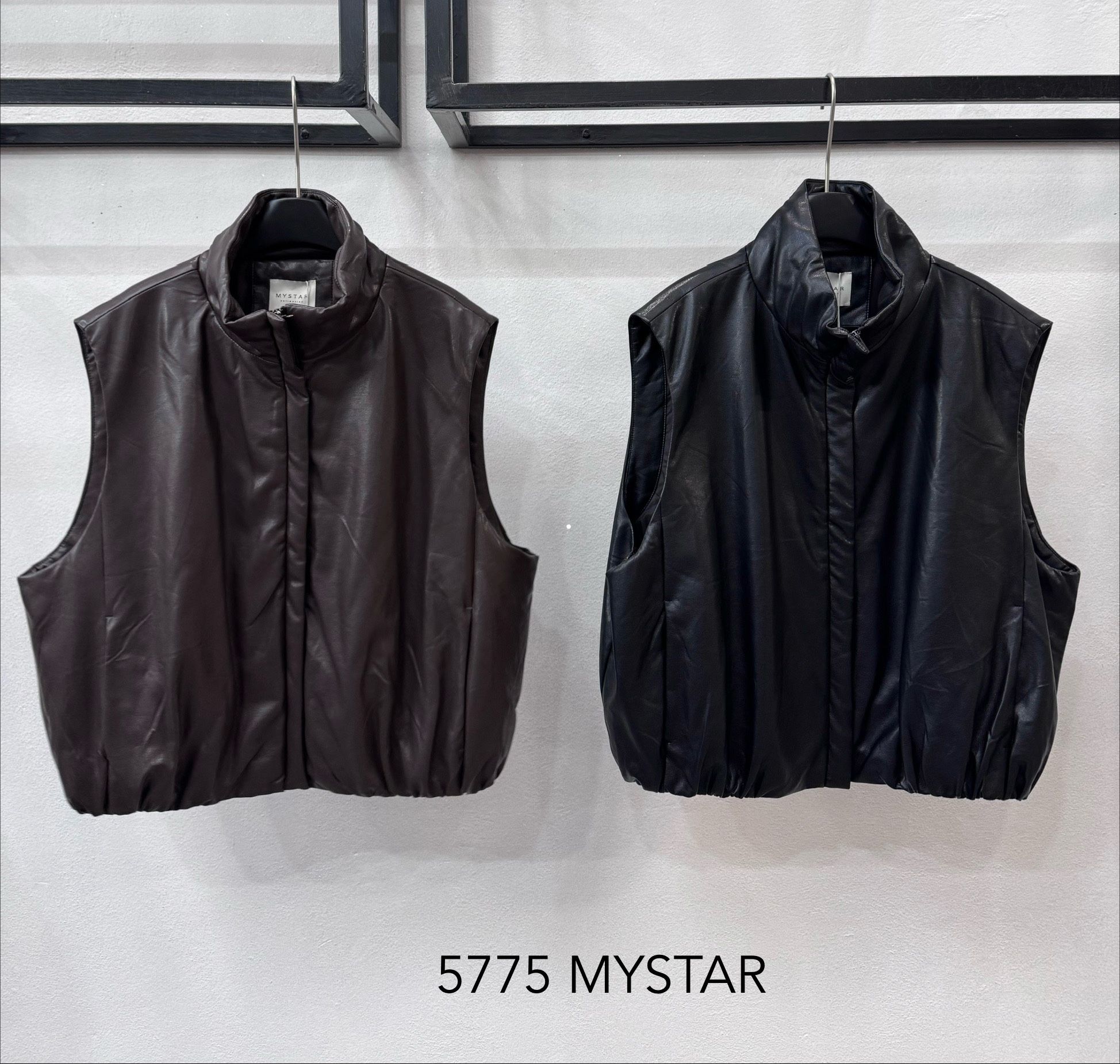 Faux Leather Vest with Stand Collar
