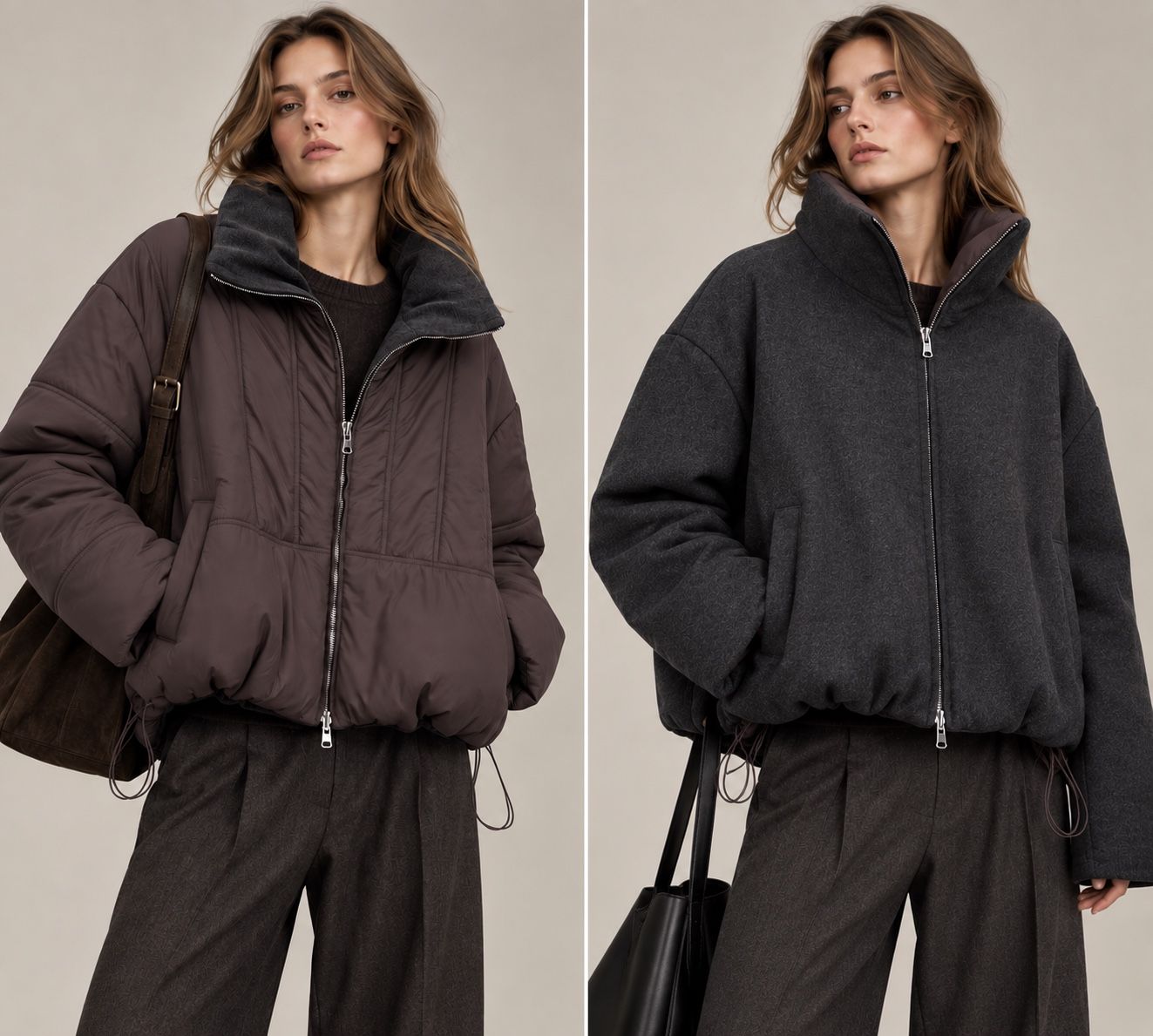 Oversize Jacket with Stand Collar