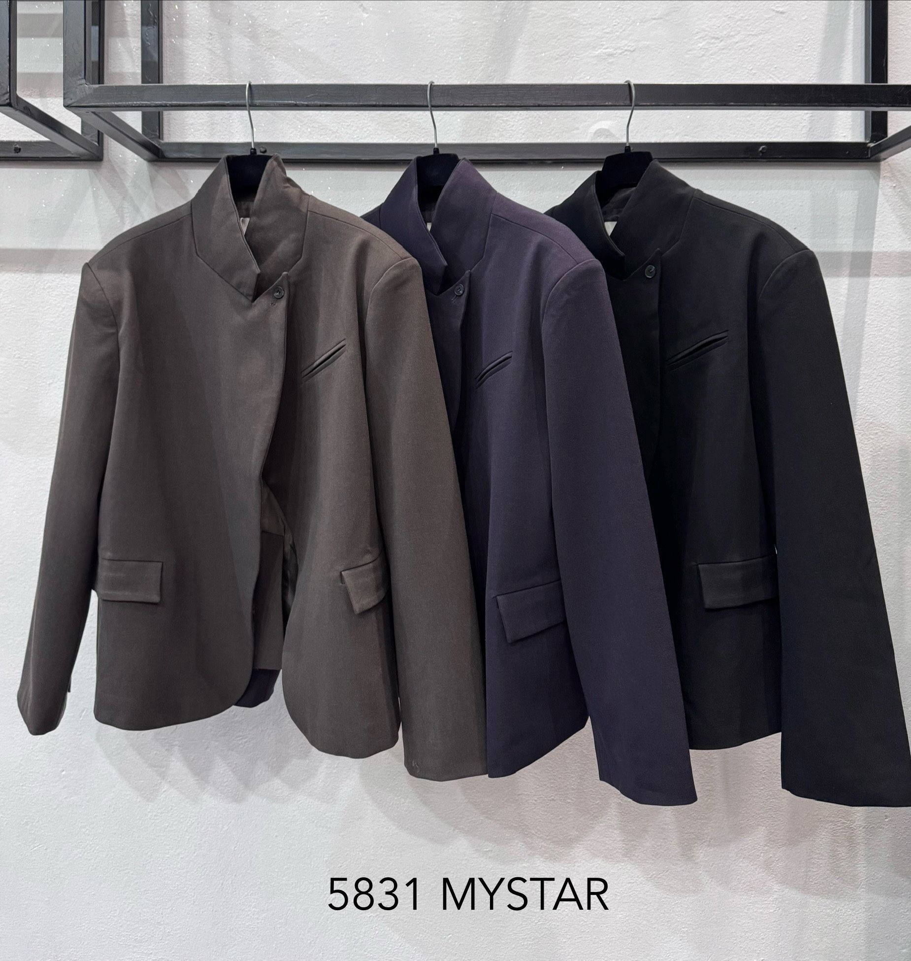 Tailored Stand-Collar Blazer