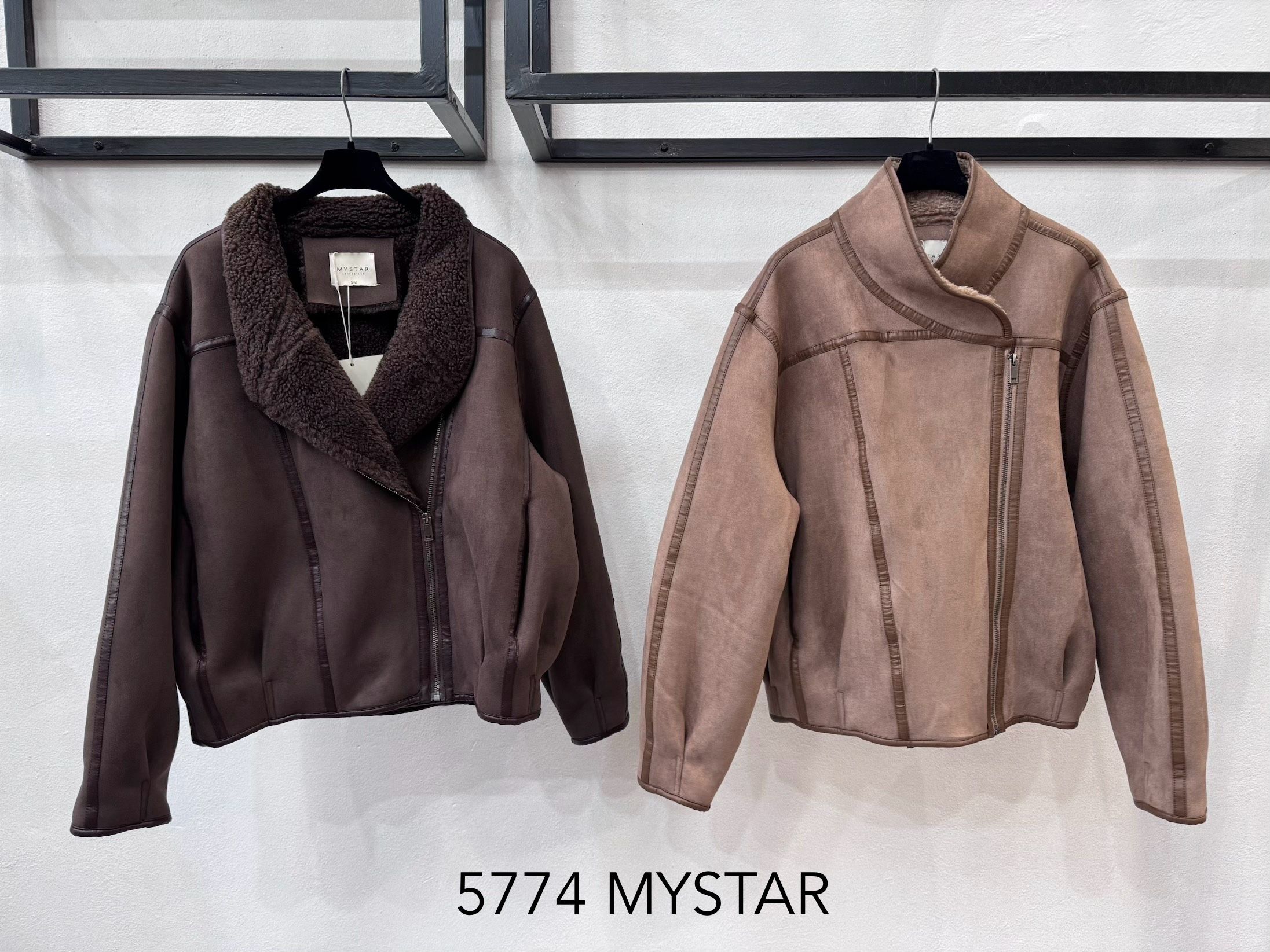Sherpa-Collared Faux Shearling Jacket