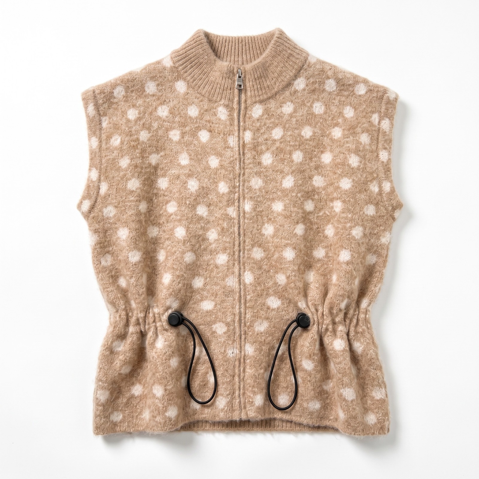 Poloneck Vest with Polka Dots