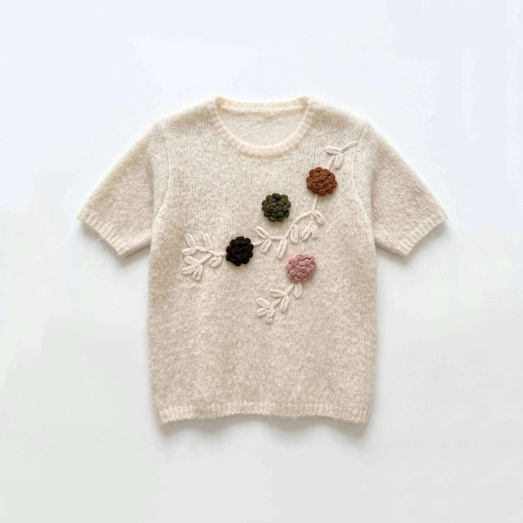 3D Embroidered Cropped Sweater