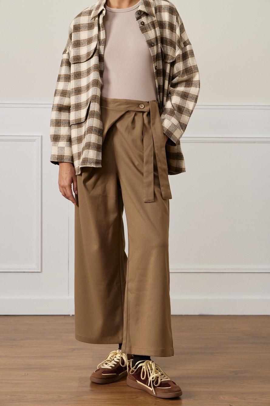 Wide-Leg Tie Waist Trousers