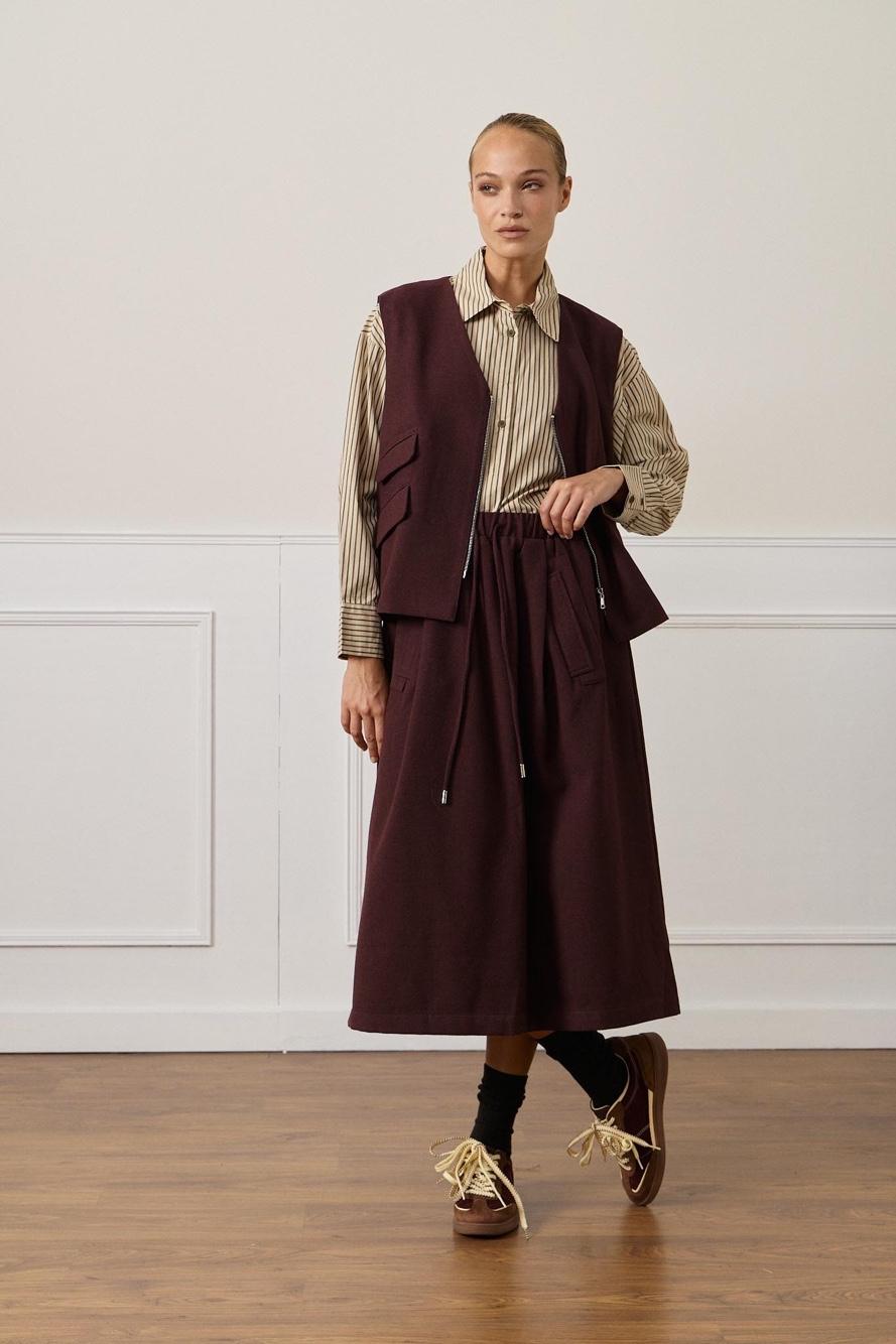 A-line Midi Skirt with Drawstring