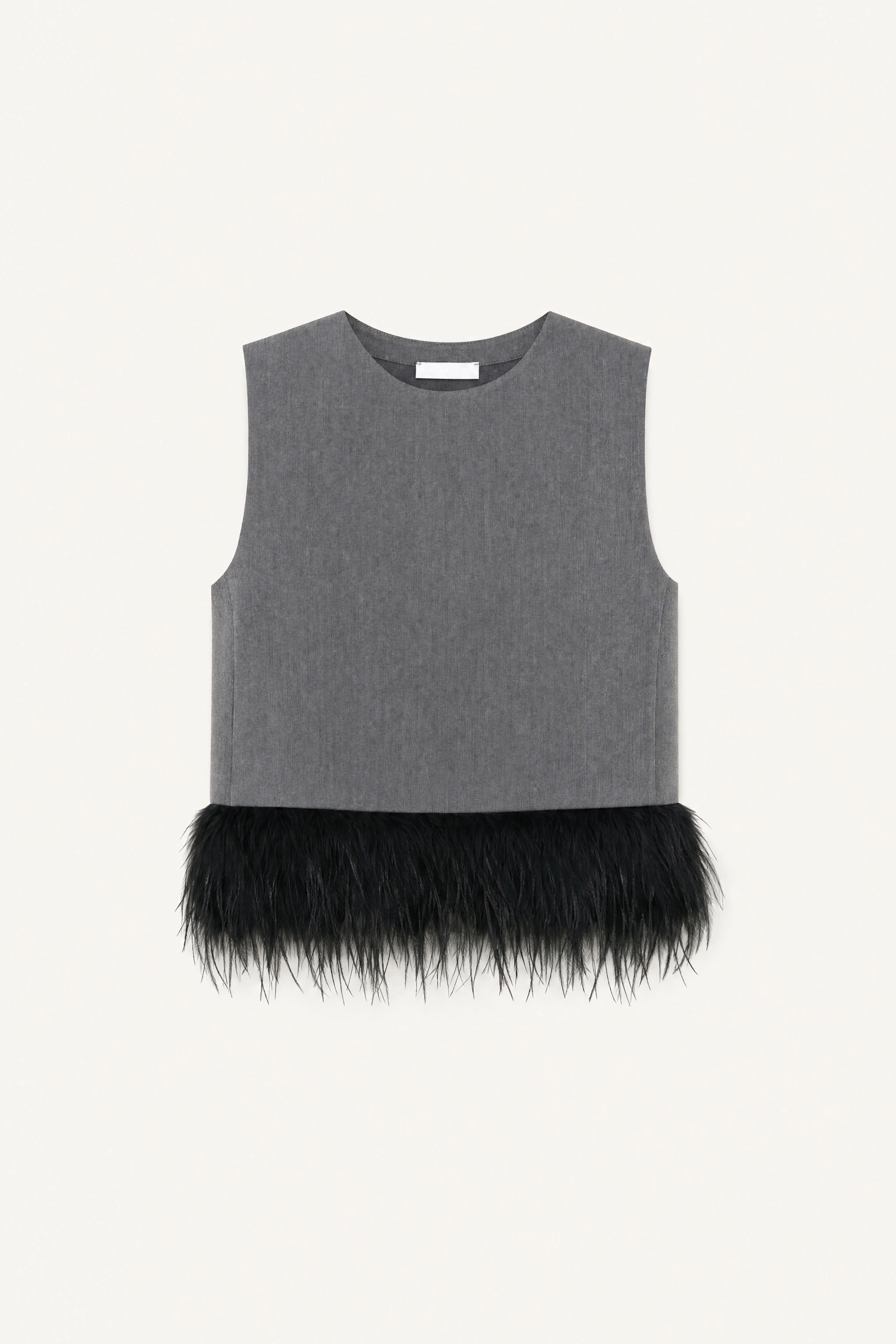 Cropped Feather-Trim Top