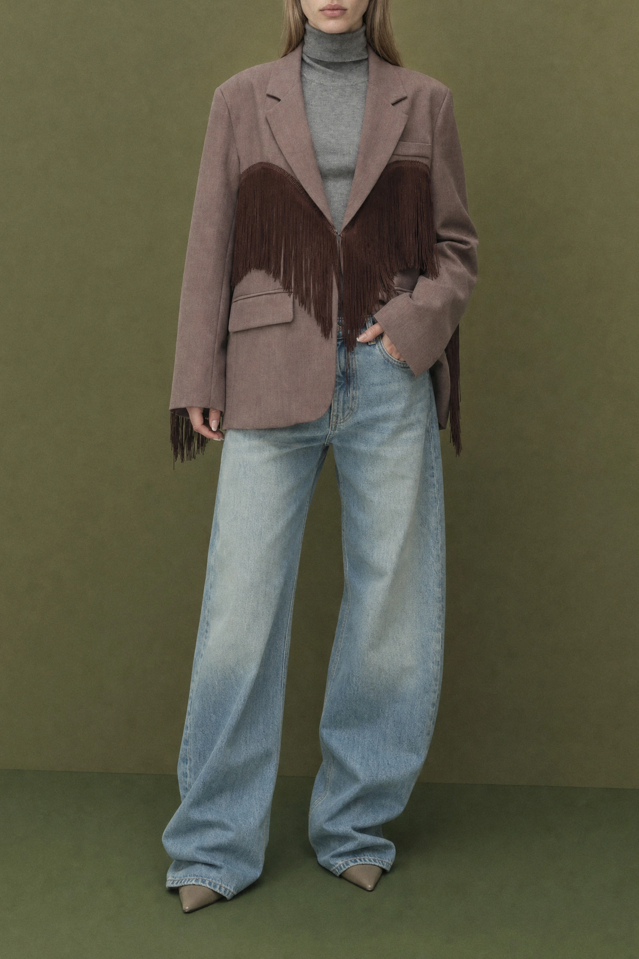 Oversized Fringed Blazer