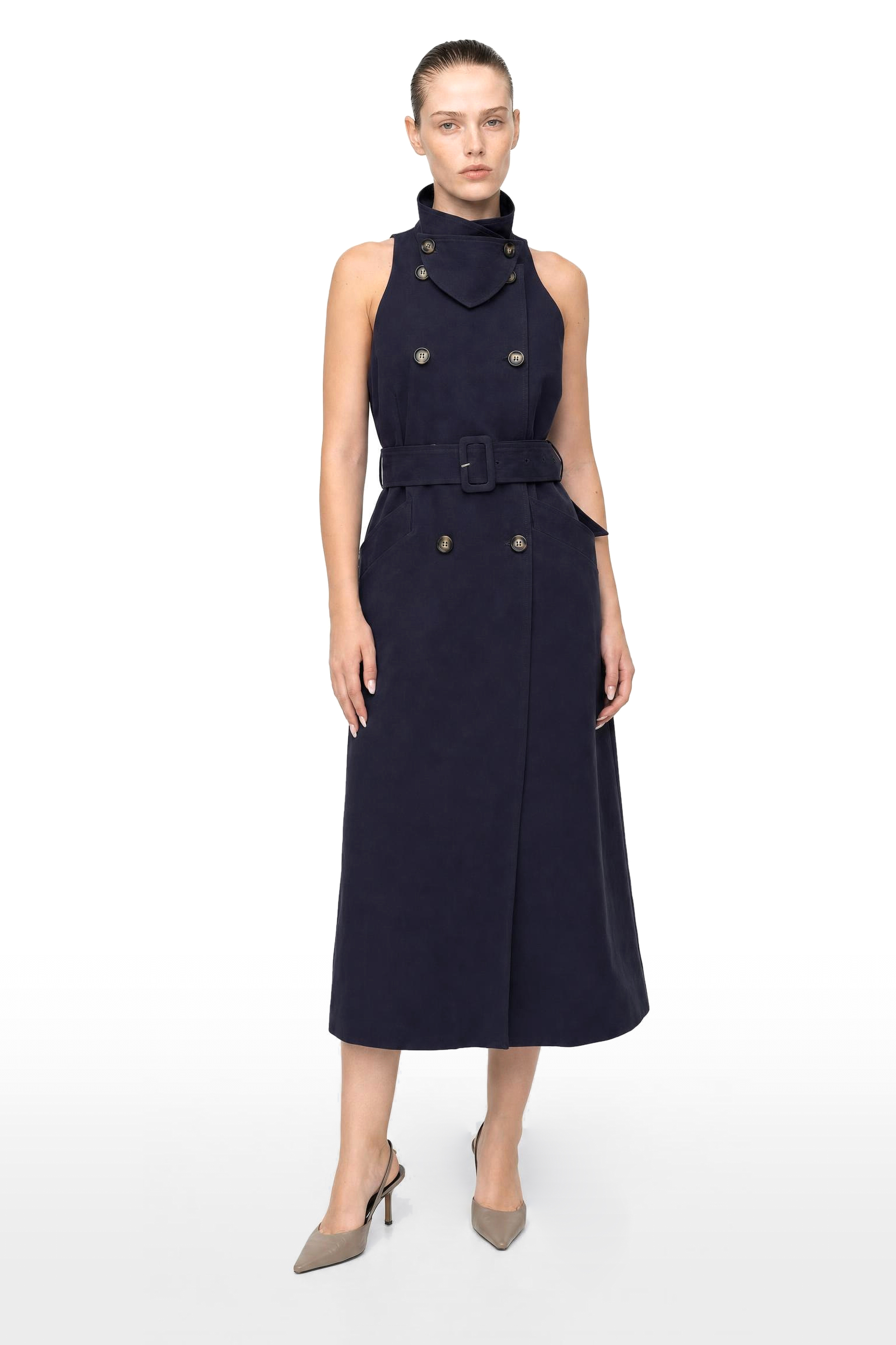 Sleeveless Trench Midi Dress