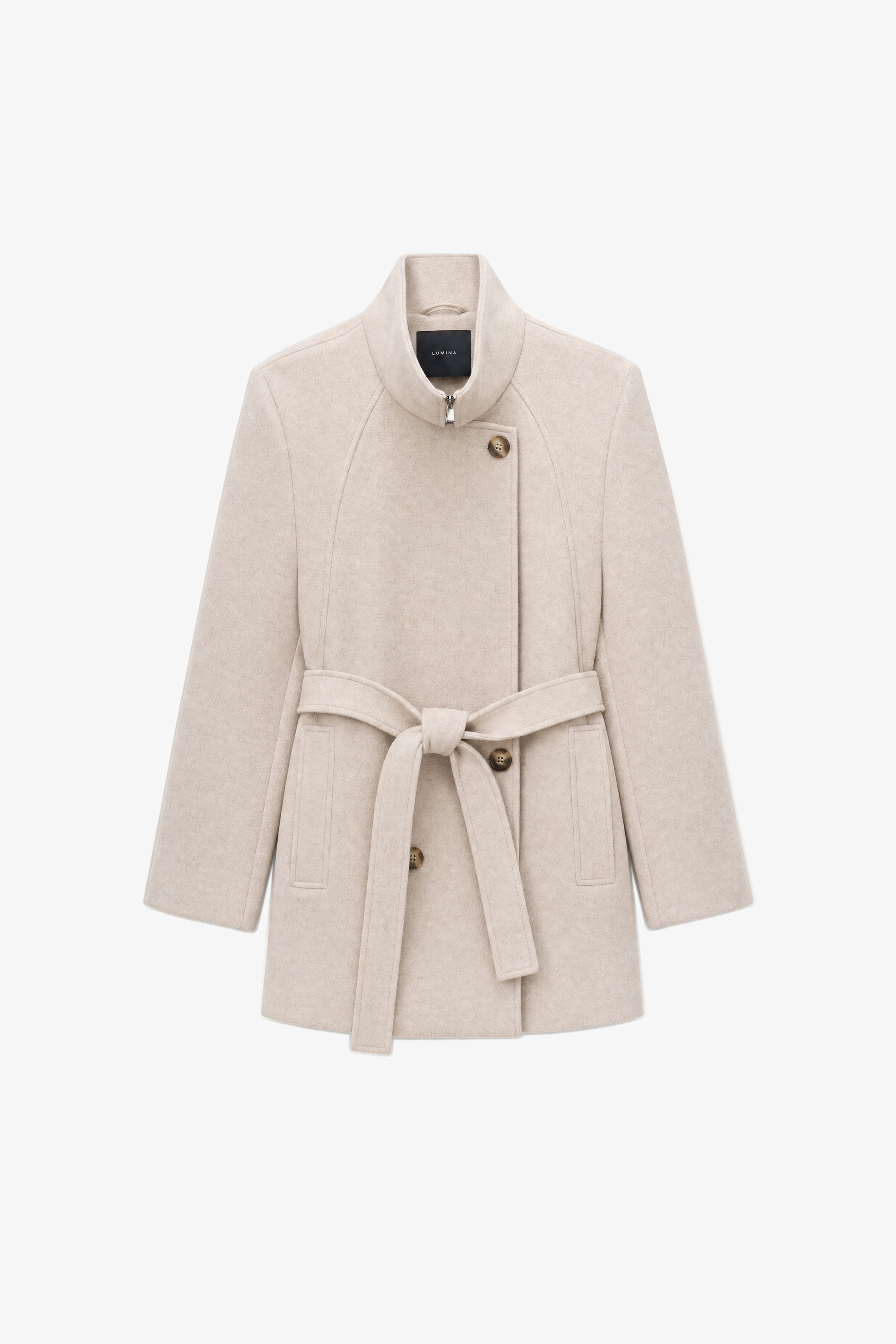 Cropped Stand‑Collar Coat