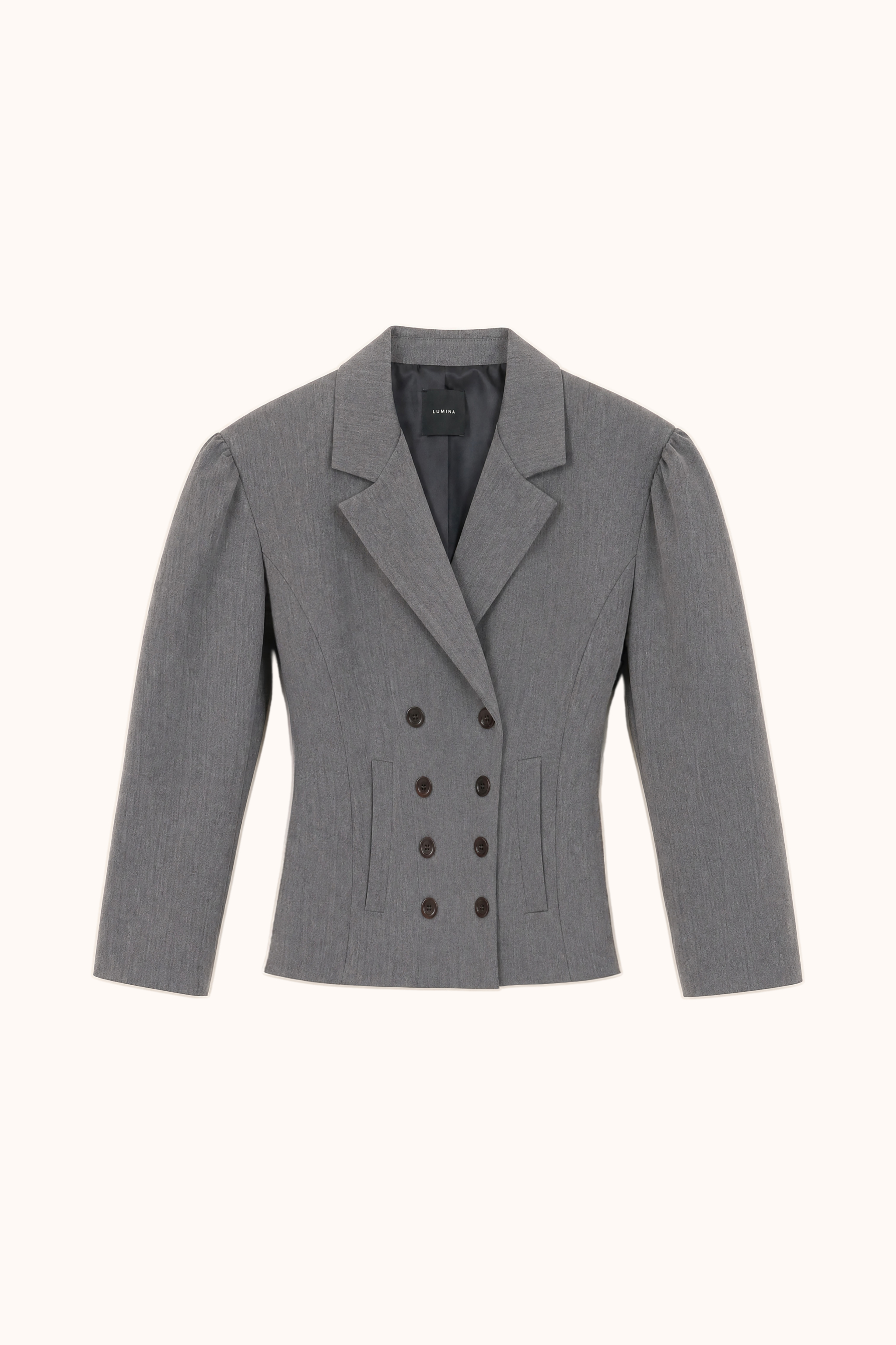 Fitted Blazer with Puff Shoulders