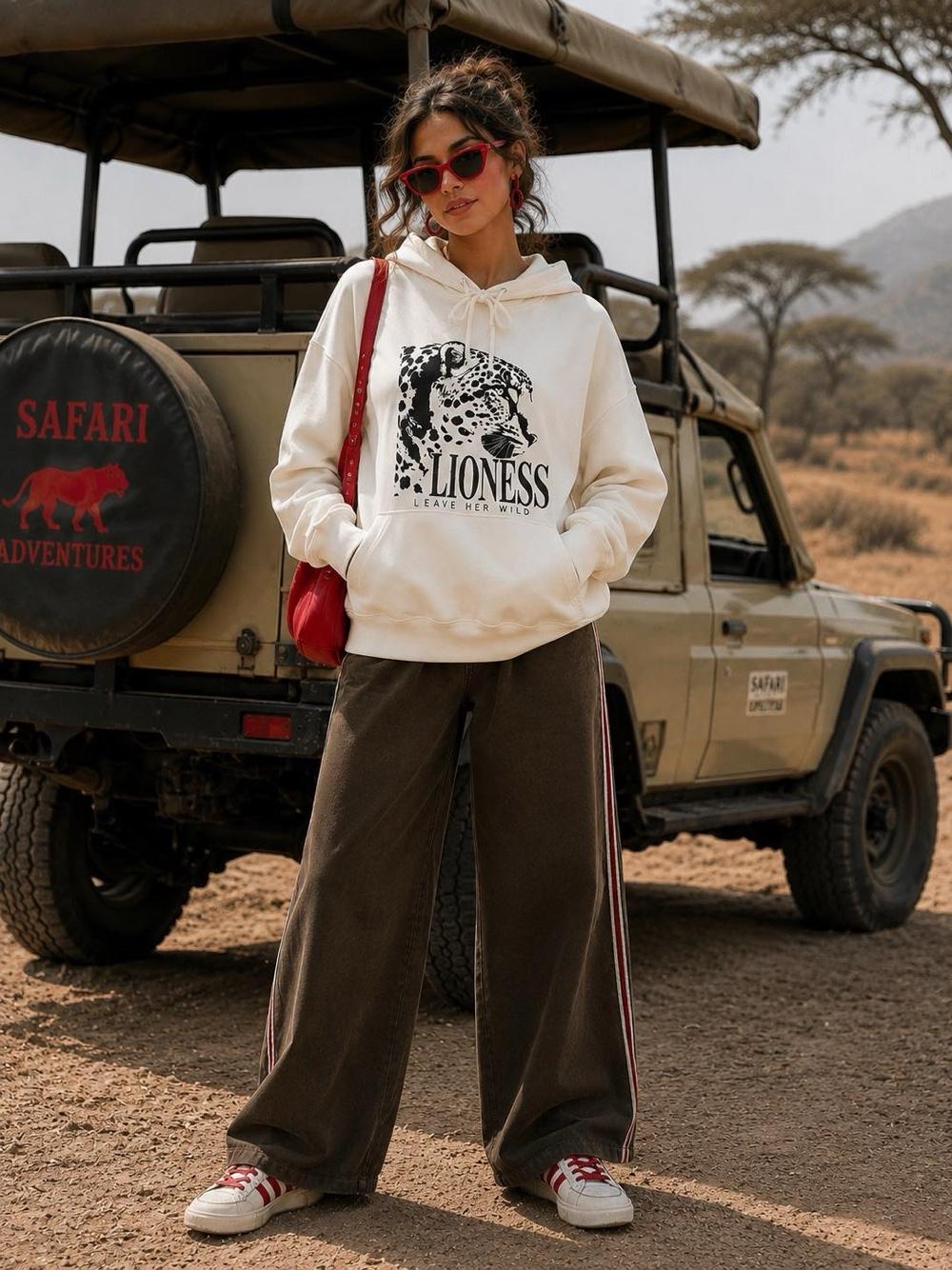 Kangaroo Hoodie with Animal Print