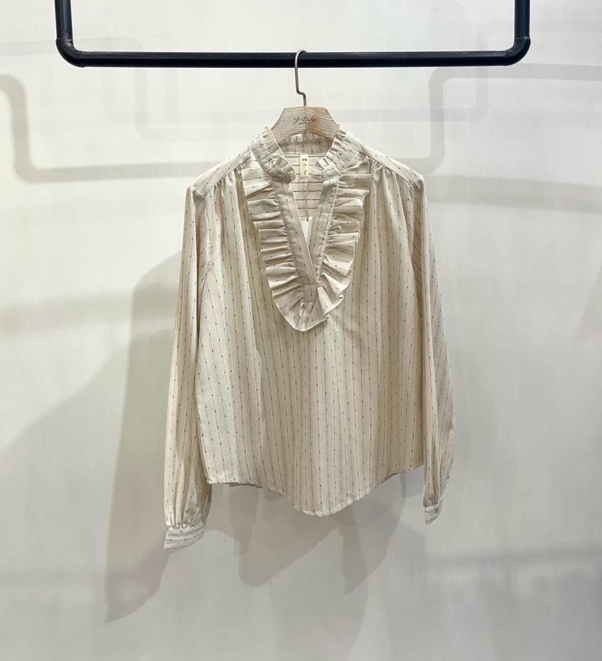 V-Ruffle Blouse