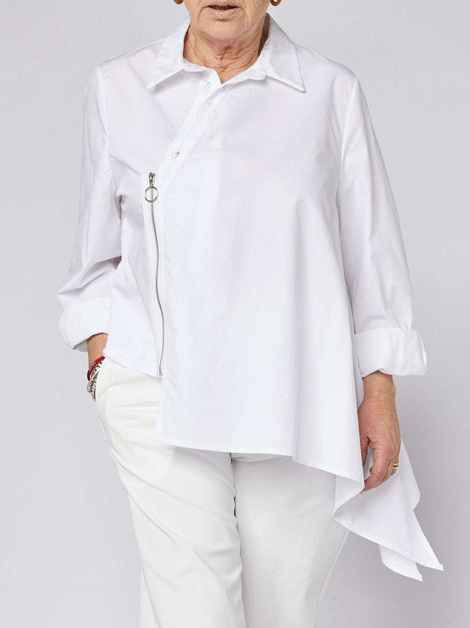 Relaxed Asymmetric Shirt with Zip